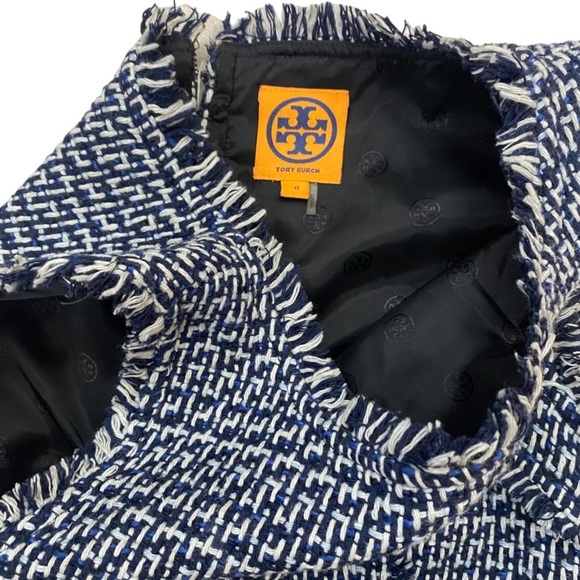 Tory Burch Petula Boucle Tweed Dress in Black Navy Multi Size 0 - Picture 5 of 10